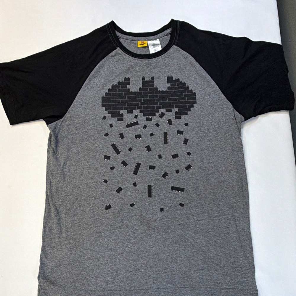 LEGO Batman Movie Mens Gray Black Raglan Short Sleeve T-Shirt L BL8M0028WT